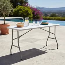 Mesa Exterior Plegable 152 Cm Polipropileno Hierro Alpina Color Blanco