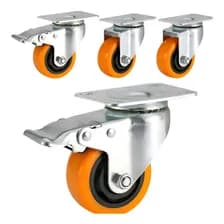 4 Ruedas Giratorias Reforzada 75mm Doble Ruleman 2 C/freno