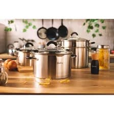 Juego 3 Ollas Acero Inoxidable Triple Fondo - Hudson 6 Pzas Color Plateado