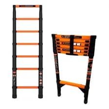 Escalera 2.7m Telescópica 7 Escalones Ultra Liviana Compacta Negro