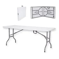 Mesa Plegable De Exterior 180cm Interiorjardin Camping Quincho Blanco