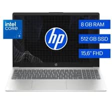 Notebook Hp 15-fd0331la Intel Core 3 8gb Ram 512gb Ssd 15,6  Fhd Windows 11 Home Plateado