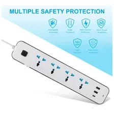 Zapatilla Electrica Alargue + Usb+ Tipo C Amt-636 Color Blanco