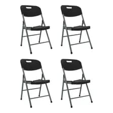 Set X4 Sillas Plegables De Plastico Exterior Para Hogar Jardin Eventos Catering Color Negro Cl Gris