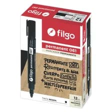 Marcador Marcadores Permanente Indeleble Filgo 061 Caja X 12 Unidades Punta Redonda Ancho Negro