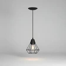 Lampara Colgante Vintage 1 Luz Jaula Diamante 15cm Ferrolux Estructura Negro Negro Texturado
