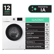 Lavarropas Inverter Gadnic Automático Frontal 6 Kg 1000 Rpm 1850w 14 Programas Clase A Tambor Acero Inoxidable Blanco