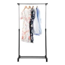 Perchero Organizador Waggs Regulable Con Ruedas Y Estante Acero Estilo Moderno Extensible Negro Y Plata