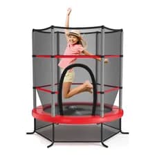 Cama Elástica Infantil Melfit 1,40m Con Red De Seguridad Protección Negro Rojo