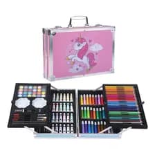 Set Arte Infantil Dibujo Fibra Maletín Metálico Valija X 145 Piezas Color Rosa Completo Incluye Lápices Marcadores Pinturas Pasteles Y Accesorios Ideal Para Todas Las Edades