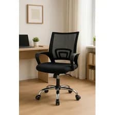 Sillon Ejecutivo Respaldo Bajo Silla Escritorio Pc Mesh Color Negro Malla