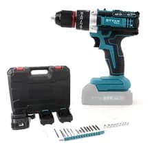 Taladro Percutor Inalámbrico Dyvan 20v Con Maletín Y Accesorios Azul