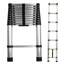 Escalera De Aluminio Gadnic Extensible Pies Antideslizantes 13 Escalones 5 Metros Hasta 150 Kg Gris