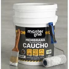Kit Membrana Impermeabilizante Liquida Techo Caucho Microtriturado Pintura Para Techos Masterline 20kg Blanco Rodillo Pincel Obra Hogar Mate