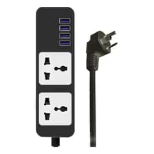 Prolongador Zapatilla De 6 Tomas Libercam Alarg-850 Con Usb Color Negro Largo Del Cable De 1.8m 8a
