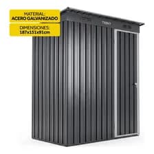 Cobertizo Exterior Deposito Armario Galpón Trent 187x151x91 Caseta Obrador Acero Gris Oscuro