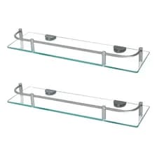 Pack X2 Estantes Repisa De Vidrio Organizador De Ducha 40cm Rectangular Baño Con Baranda Acero Inoxidable Estante Ducha Shampoo Levys Bazar Transparente