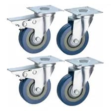 4 Ruedas Giratorias 50mm 2 Con Freno Reforzadas Con Base Plateado 120kg