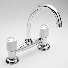 Grifería De Cocina Mesada Bimando Peirano Lorca 51-010 Doble Comando Color Blanco Cromo Cromado Canilla