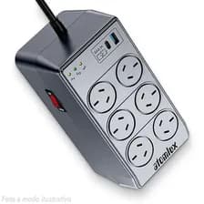 Estabilizador Atomlux R2100 220v 2100va 1000va 6 Tomas 2 Usb Led Gris