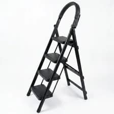 Escalera De Aluminio Plegable 4 Escalones Dyvan Negro