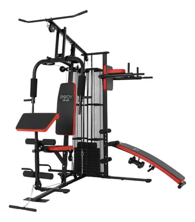Multigimnasio Multigym Body Skull Home Gym Minigym Multi Estacion Usuarios 150 Kg Y Pesas Por 70 Kg Negro Con Rojo