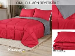 Kavanagh Acolchado Simil Plumon Queen Edredon Reversible Color Rojo/gris Diseño De La Tela Liso