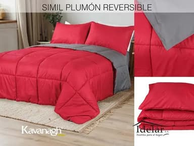 Kavanagh Acolchado Simil Plumon Queen Edredon Reversible Color Rojo/gris Diseño De La Tela Liso