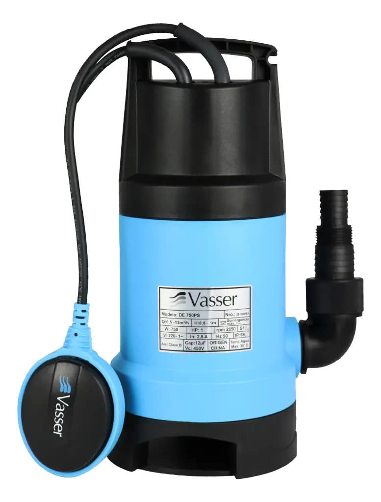 Bomba desagote agua sucia Vasser Motorarg de750ps 9m cable