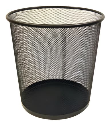 Cesto Papelero 34cm Cilindrico Metalico Reja Tacho Color Negro