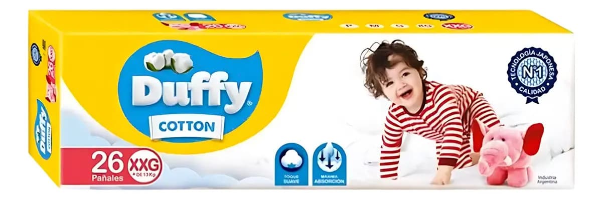 Pañales Bebes Duffy Cotton Hiper Pack Talle Xxg X 26un