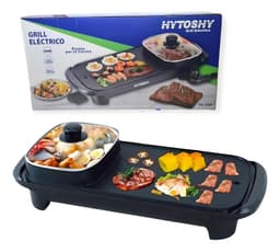 Grill Electrico Hytoshy 2000w Con Sarten 2 En 1 Color Negro