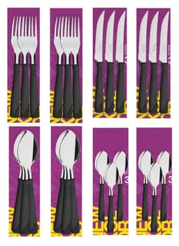 Set De Cubiertos Tramontina New Kolor Con Cucharas X 48 Negro