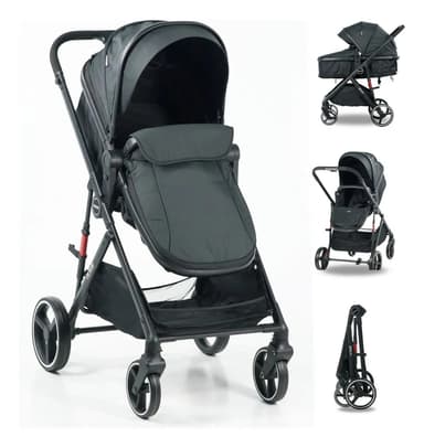 Coche Bebé Mega Baby 2 En 1 Berlín Convertible Moisés Color Negro Chasis Negro