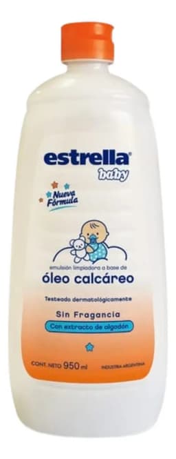 Oleo Calcareo Estrella Baby Sin Fragancia x 950 ml Con extracto de algodon Hipoalergenico