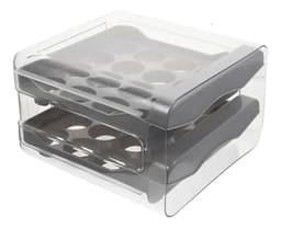 Huevera Transparente Apilable para 32 Huevos de Dos Niveles Gris