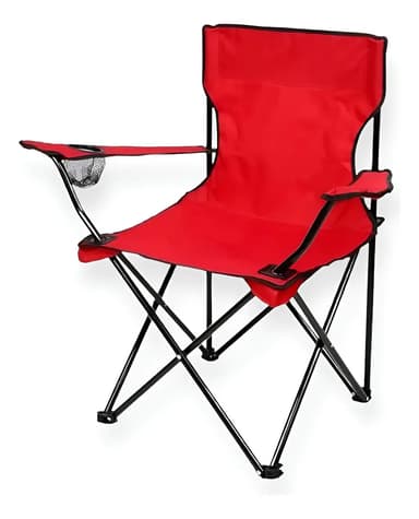 Sillon Reforzado Plegable Camping Porta Vaso Bolso Color Rojo