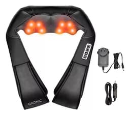 Masajeador Cervical y Lumbar Gadnic 8 Rodillos Bidireccionales Rotación 4D Luz Infrarroja Velocidad Variable