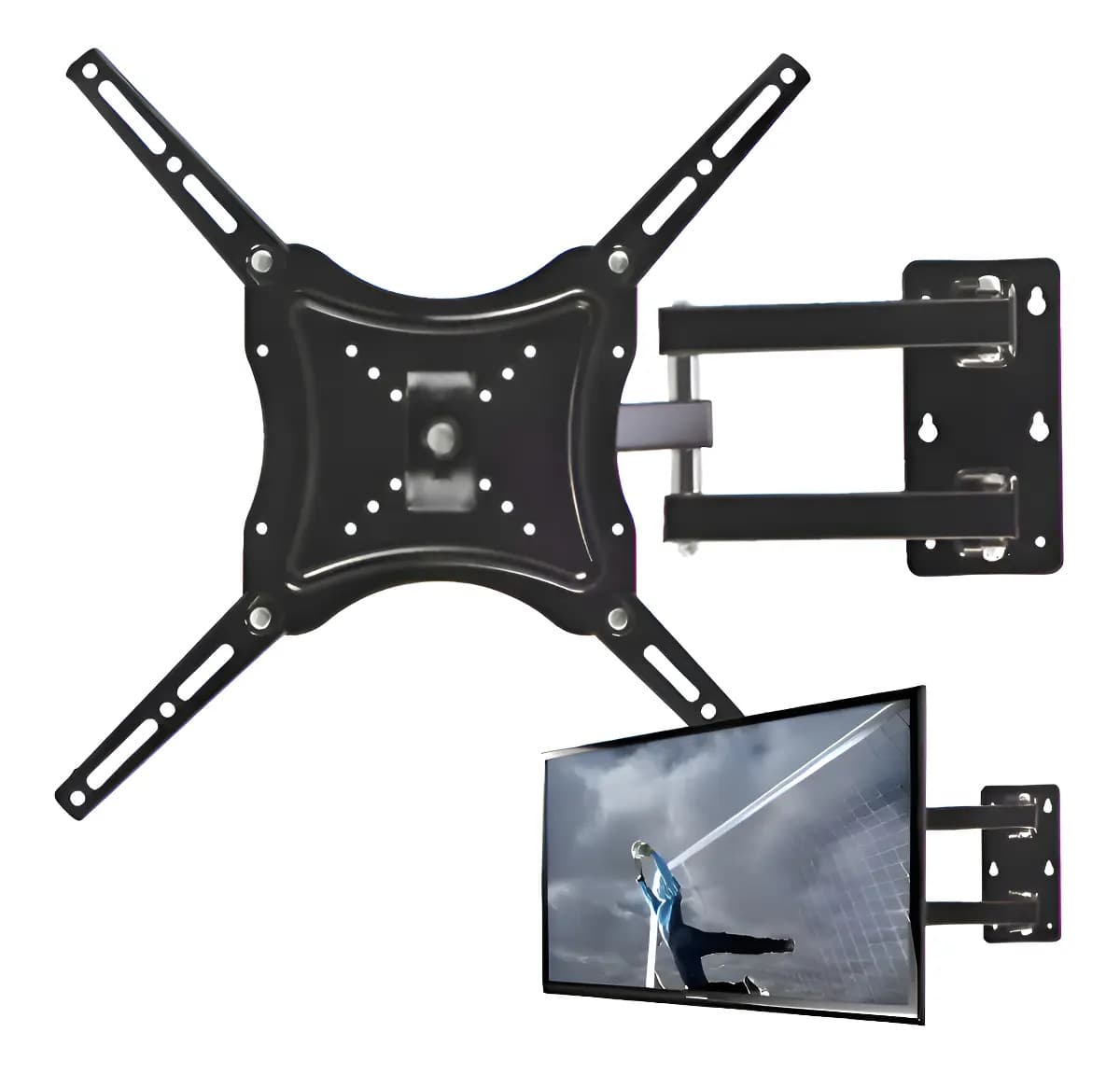 Soporte Tele 32 43 50 55 Extensor Reforzado Doble Brazo 30kg Color Negro