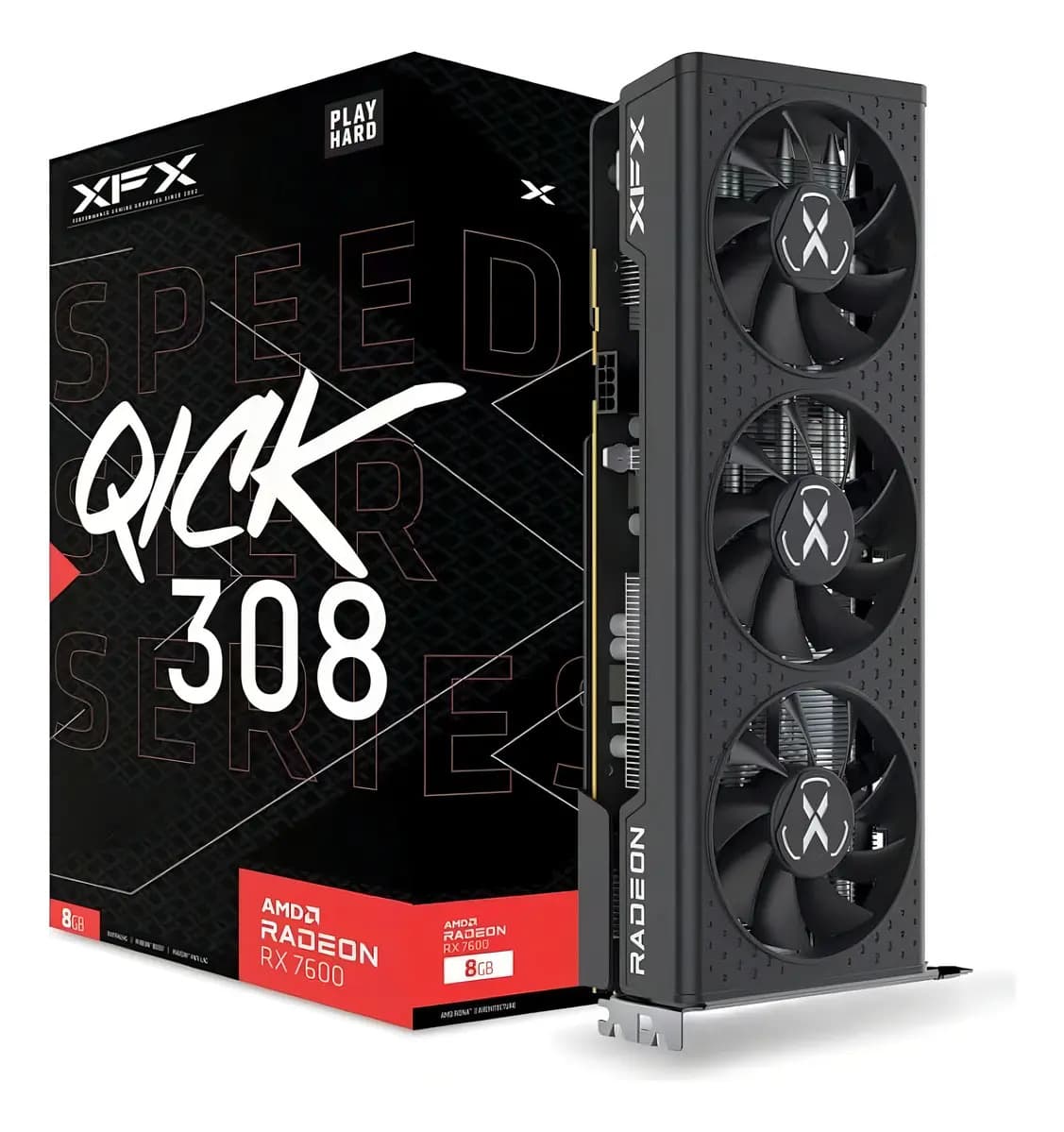Placa De Video Amd Radeon XFX Speedster Rx 7600 Qick 308 8gb Gddr6 Hdmi Display Port