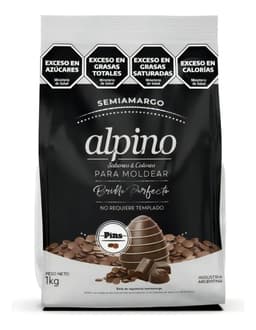 Chocolate Alpino Modelar Pins - 1 kg - Unidad SABOR SEMIAMARGO