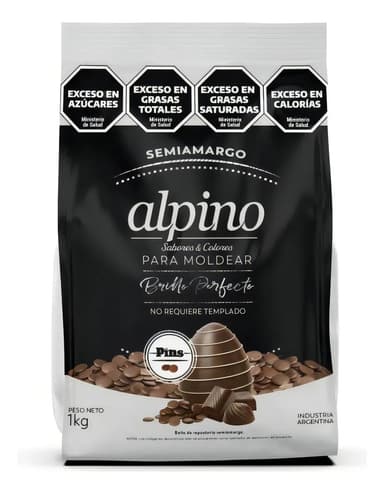 Chocolate Alpino Modelar Pins - 1 kg - Unidad SABOR SEMIAMARGO
