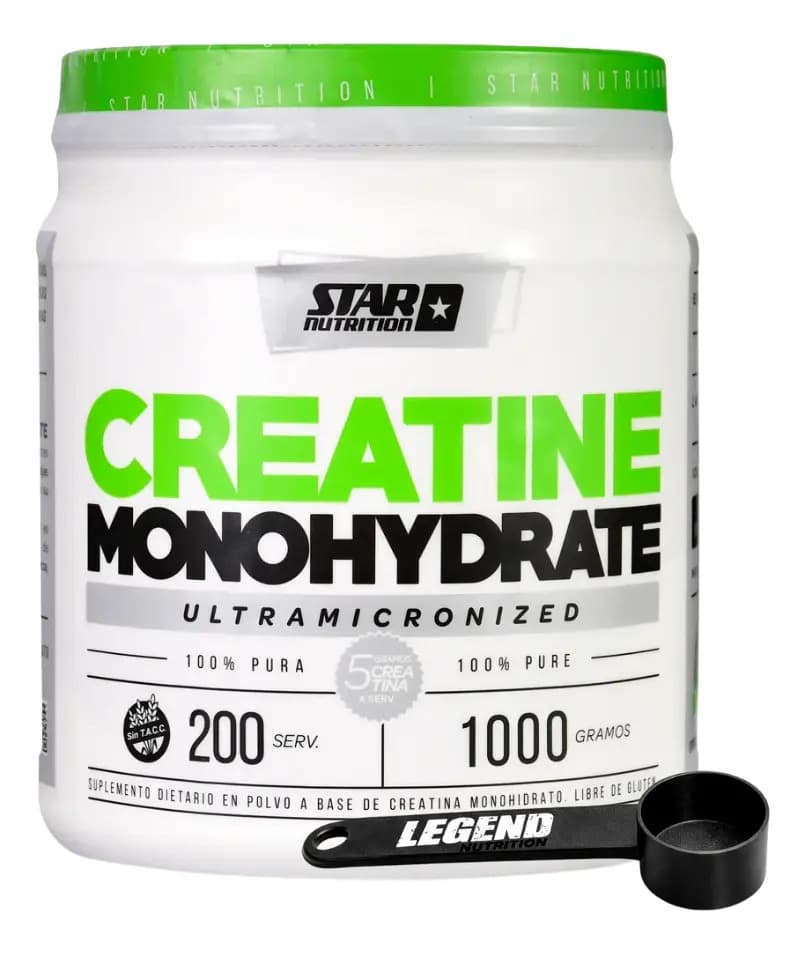 Creatina Star Nutrition Monohidratada en Polvo de 1 kg Sin Sabor con Scoop