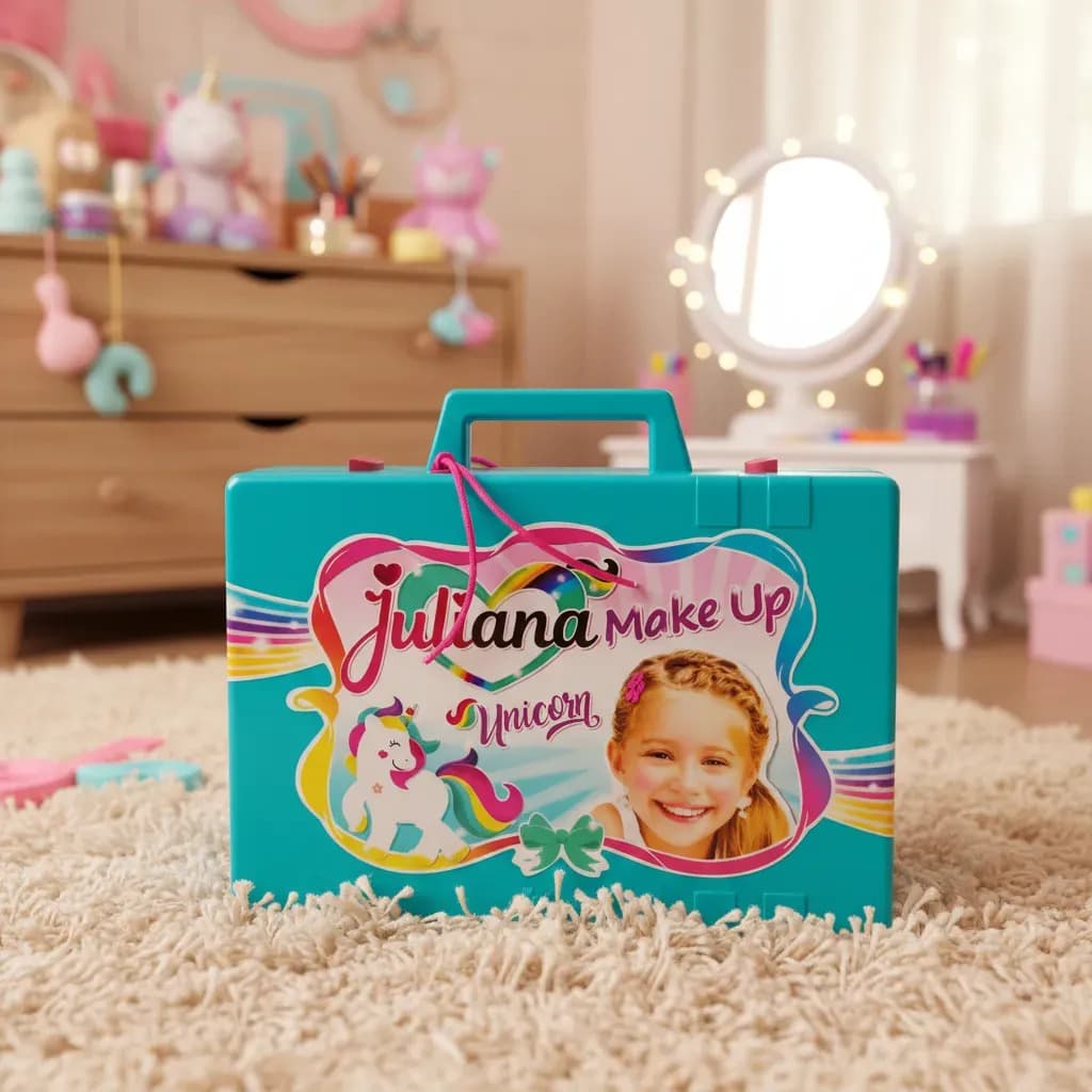 Valija Valijita Juliana Unicornio Con Maquillajes - Color Verde/agua