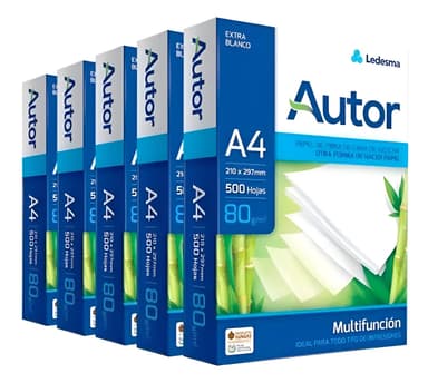 Autor A4 multifunción de 500 hojas de 80g color blanco de 5 unidades por pack