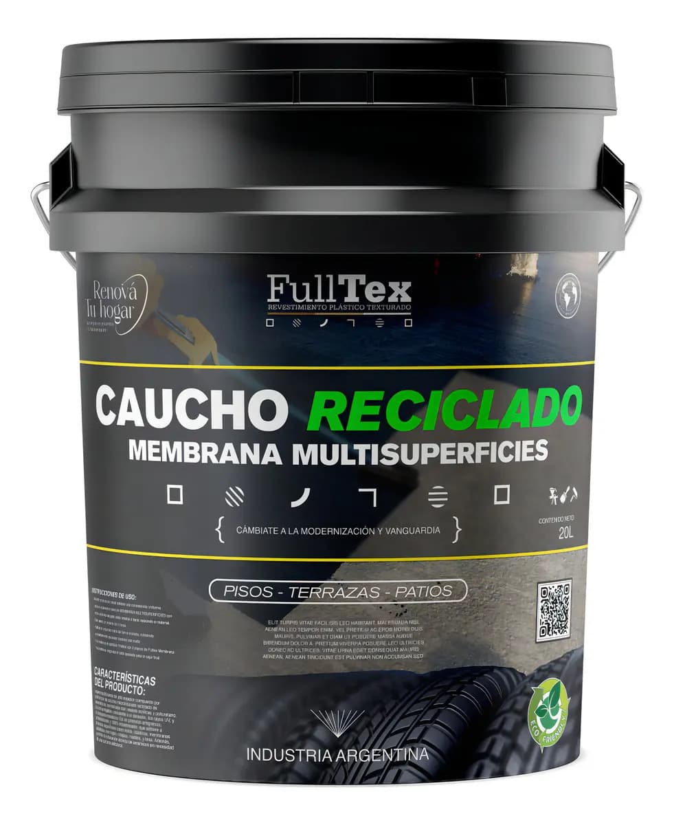Membrana Caucho Líquido Fulltex Impermeabilizante Gris 20l Mate