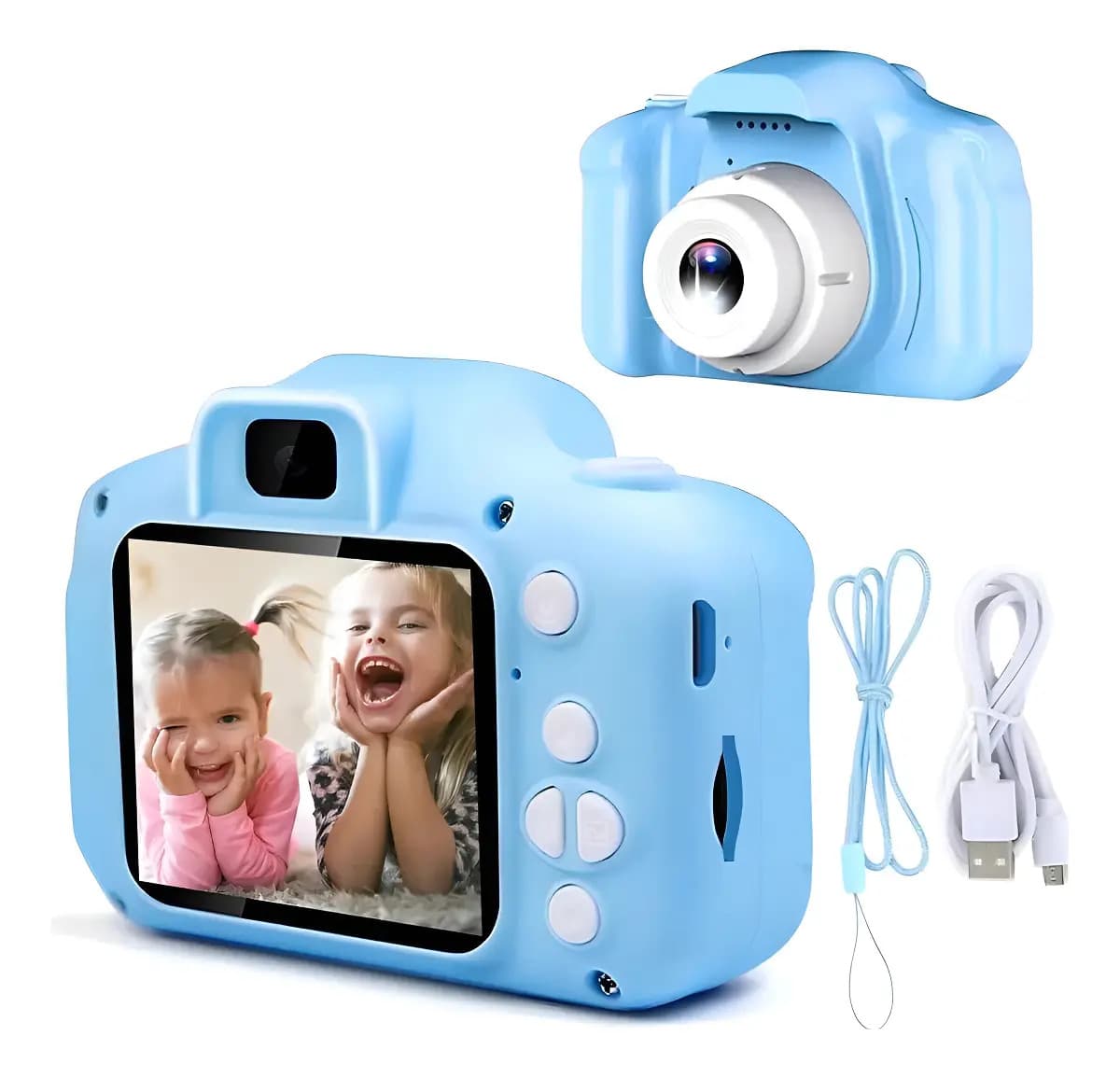 Mini Camara Digital De Fotos Recargable Con Juegos P/ Niños Color Celeste