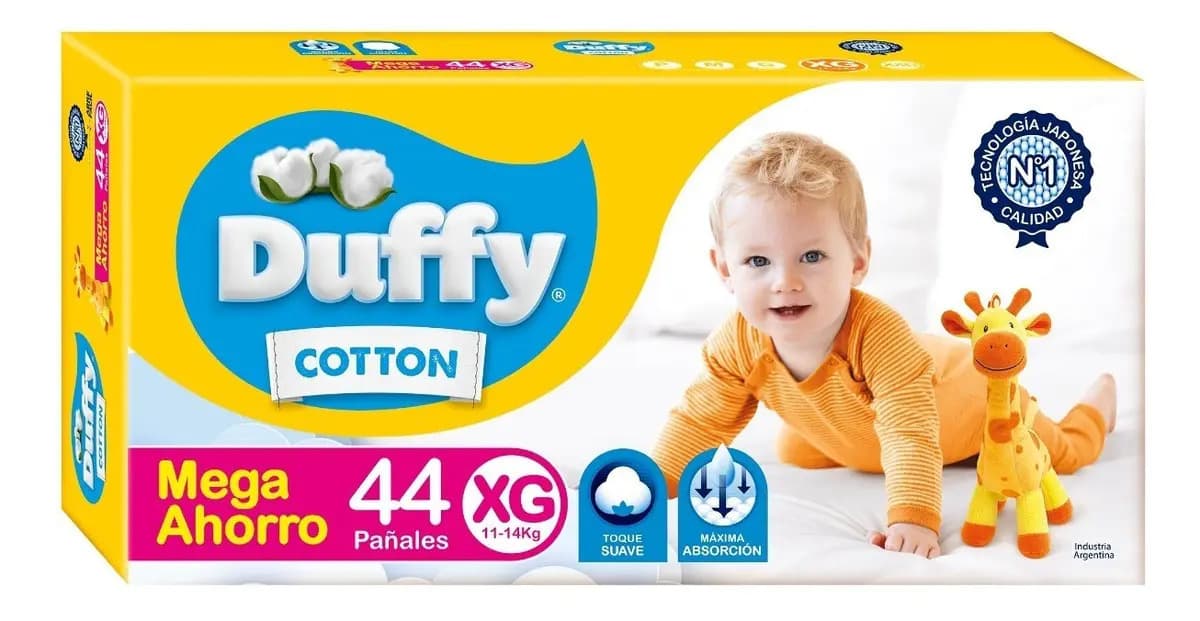 Pañales Duffy Cotton Mega Ahorro Talle Xg X 44 Un