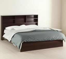 Cama De Dos Plazas Con Respaldo Repisa Melamina 1,50m Ancho Orlandi