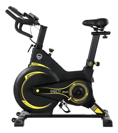Bicicleta Fija Spinning Magnetica Body Skull - Disco De Inercia De 13 Kg - Usuario 150 Kg - Resistencia Magnetica Entrenamiento Silencioso - Pedales Metalicos, Estructura Fuerte Y Robusta - Amarilla